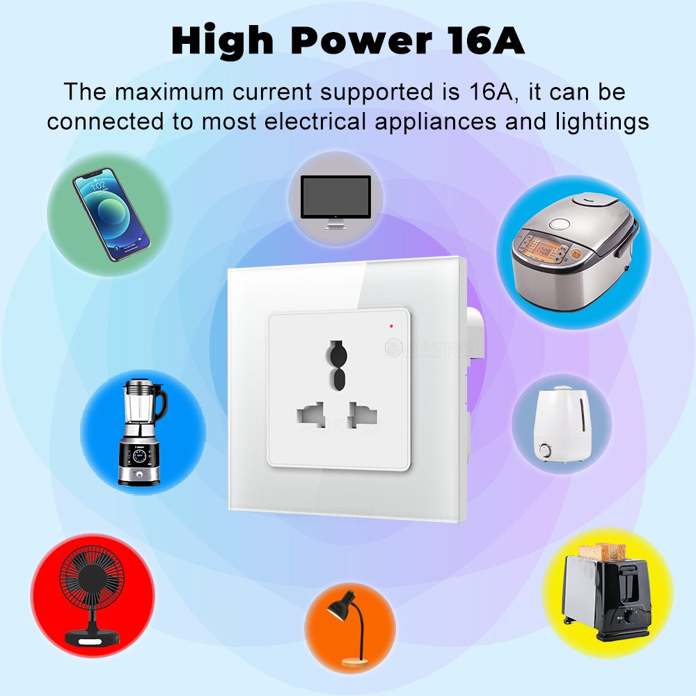 SMATRUL Power Monitor 16A WiFi Wall Socket for Tuya Smart Life voice control Alexa Google home wifi plug socket US EU UK Plug