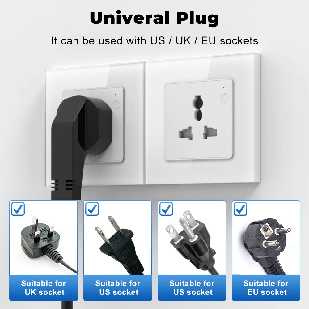 SMATRUL Power Monitor 16A WiFi Wall Socket for Tuya Smart Life voice control Alexa Google home wifi plug socket US EU UK Plug