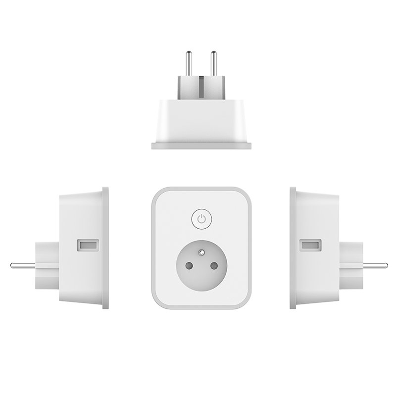 Single FR Outlet 2 USB Charging Ports WiFi Smart Wall Tap with Switch