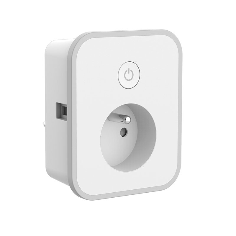 Single FR Outlet 2 USB Charging Ports WiFi Smart Wall Tap with Switch