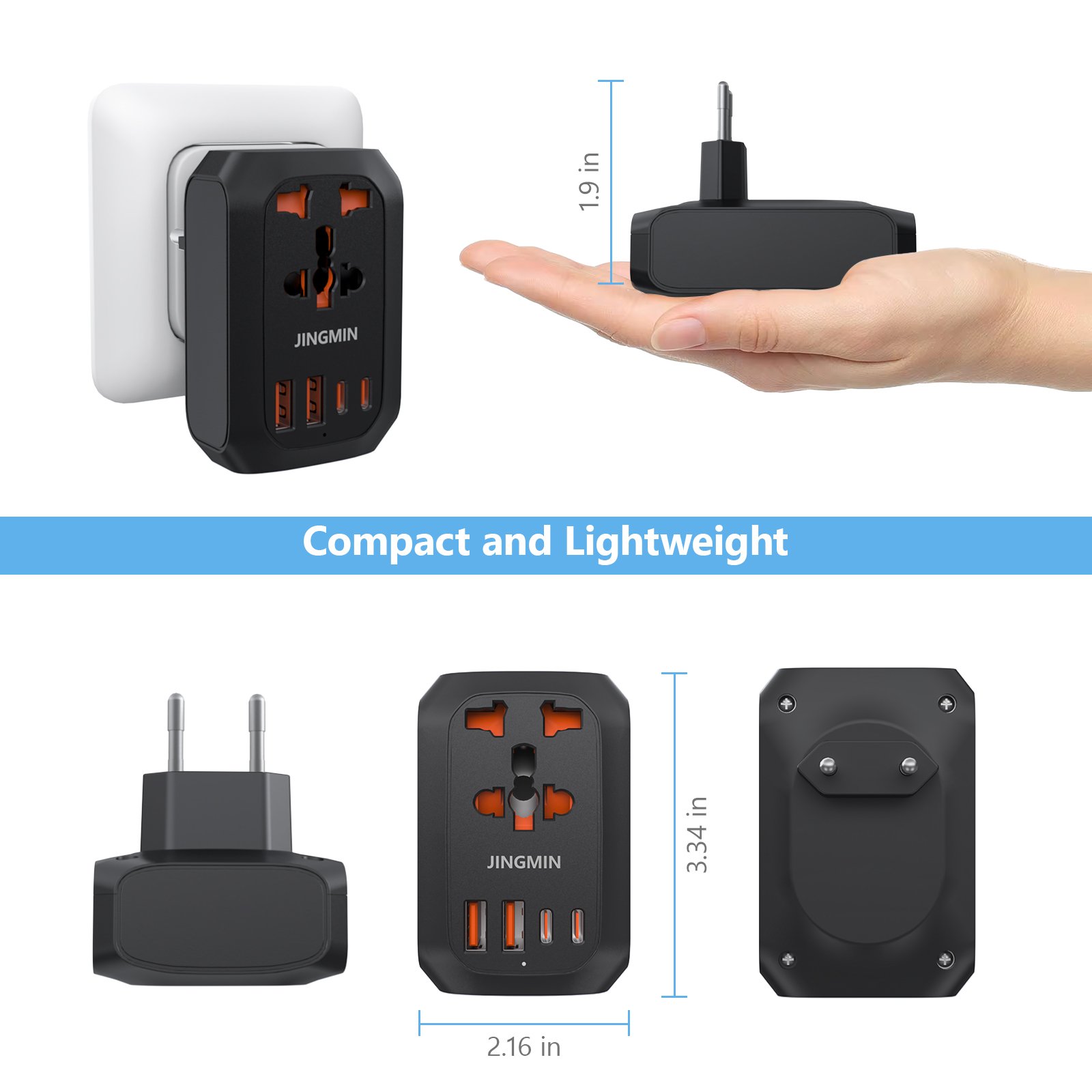 Hot Sale Travel Adapter Universal Power Outlet Adapter with 2 USB 2 Type C Charger UK CN EU South Korea Plug Adapter