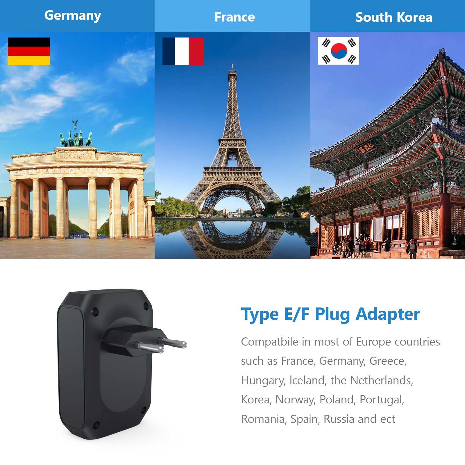 Hot Sale Travel Adapter Universal Power Outlet Adapter with 2 USB 2 Type C Charger UK CN EU South Korea Plug Adapter