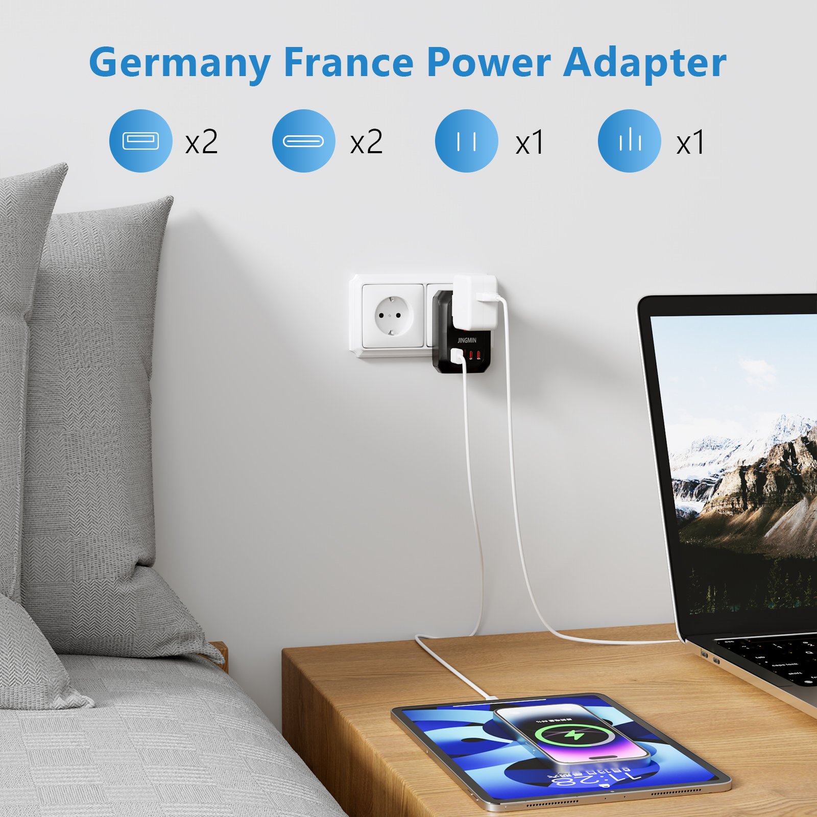 Hot Sale Travel Adapter Universal Power Outlet Adapter with 2 USB 2 Type C Charger UK CN EU South Korea Plug Adapter