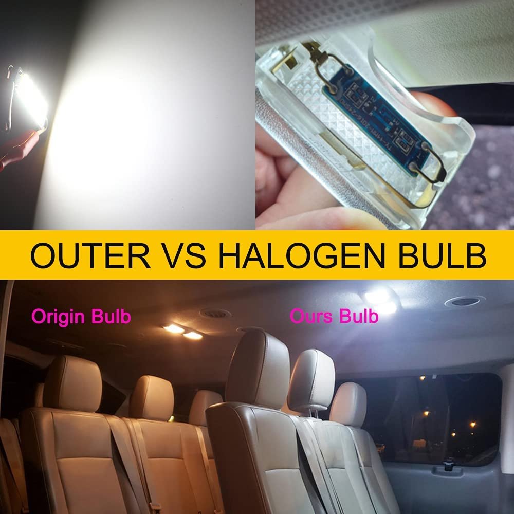 Led AC/DC 12V 44MM Car Loop Festoon Led Bulbs 2016 Chip 211-2 212-2 White Reading Lights Door Lamps Cargo Trunk Lights