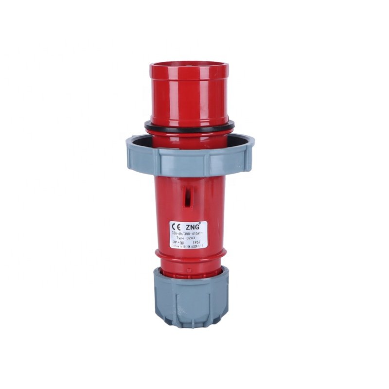 IP67 Waterproof 4 Pin 32A Industrial Power Plug With Nickel-plating Brass Pins