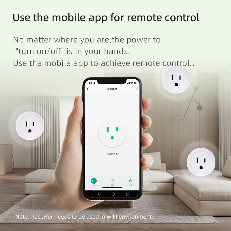 Smart Life 15A/1500W IP66 WIFI Smart Outlet Plug with Light Switches Remote Control Anti-Surge 4000V Small Electrical Appliance