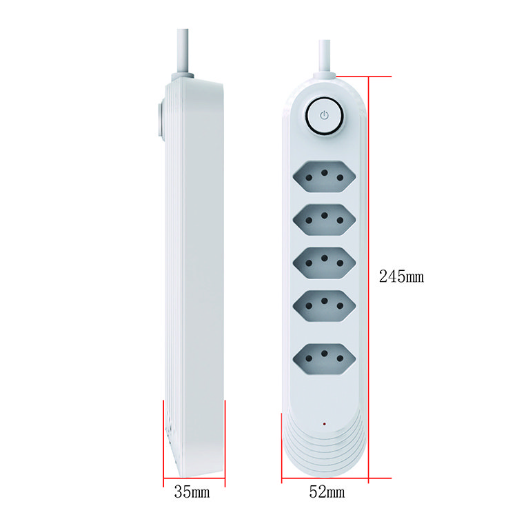 Brazilian Type Power Socket Strip 2-5 Way Socket with Switch 10A Rated Current Electrical Plug