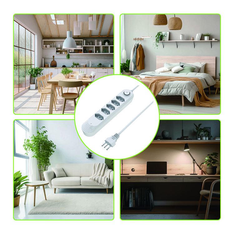 Brazilian Type Power Socket Strip 2-5 Way Socket with Switch 10A Rated Current Electrical Plug