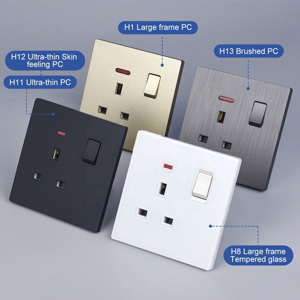 British standard electrical sockets and switches board wall plug 3 pin 13 amp socket uk