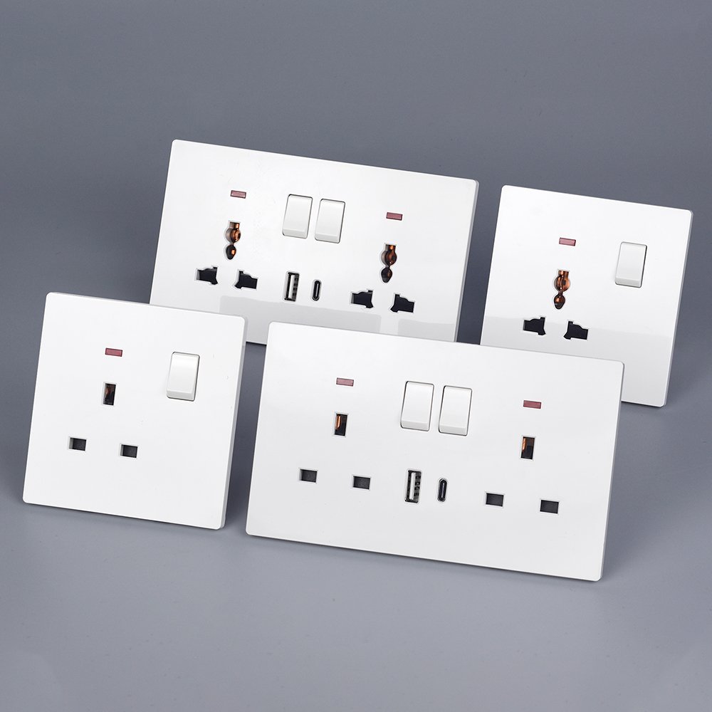 British standard electrical sockets and switches board wall plug 3 pin 13 amp socket uk