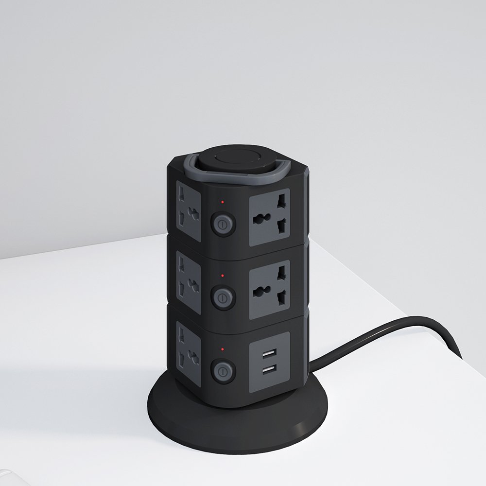 Multiple Plug Handle Tower Extension Board Overload Protection Electrical Extension Trailing Socket Universal Outlet Power Strip