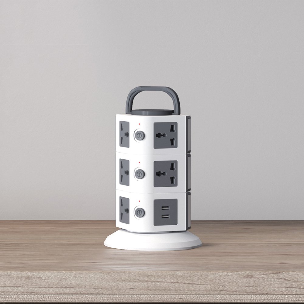 Multiple Plug Handle Tower Extension Board Overload Protection Electrical Extension Trailing Socket Universal Outlet Power Strip