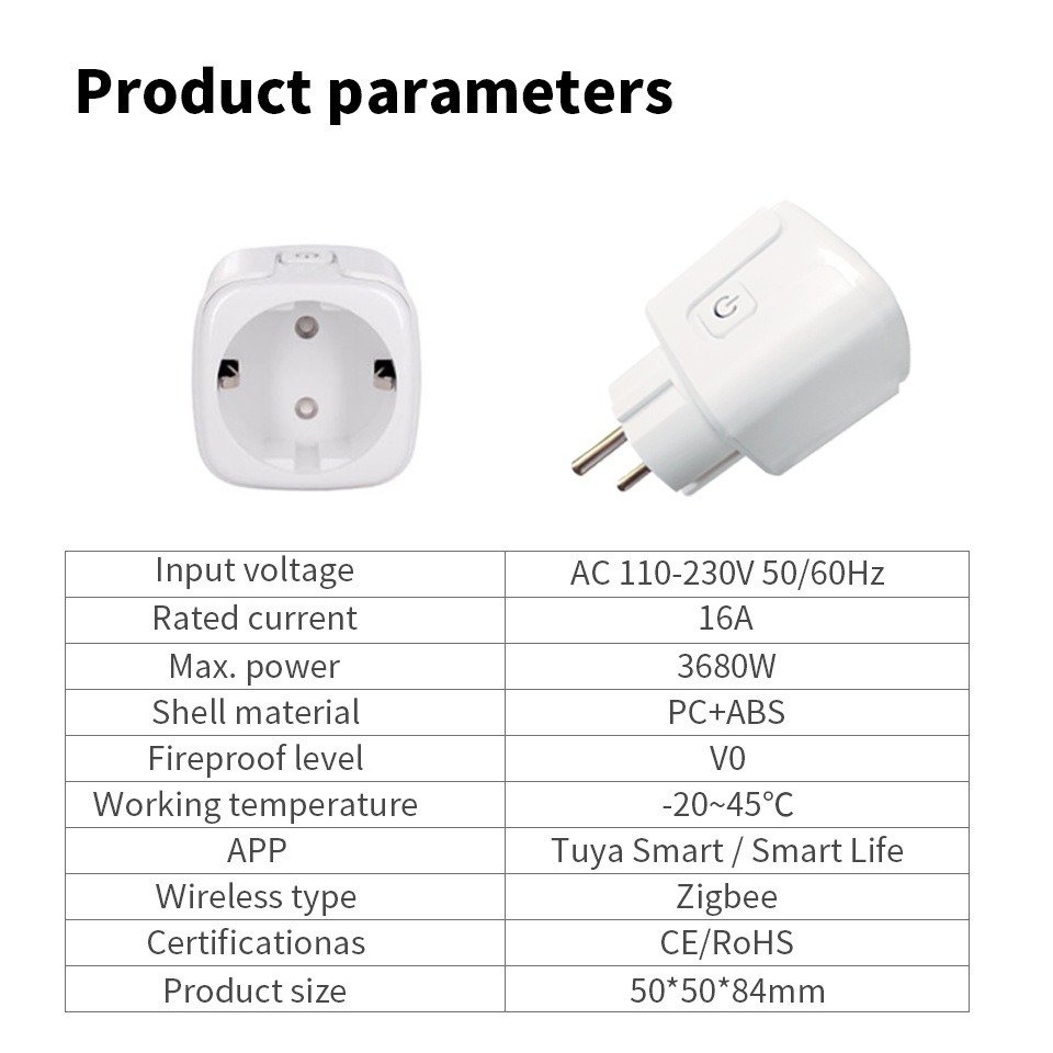 Smart Sockets EU Zigbee Plug Compatible with Alexa,Google Home Voice Control Wireless Remote Control Timer Schedule Smart Socket
