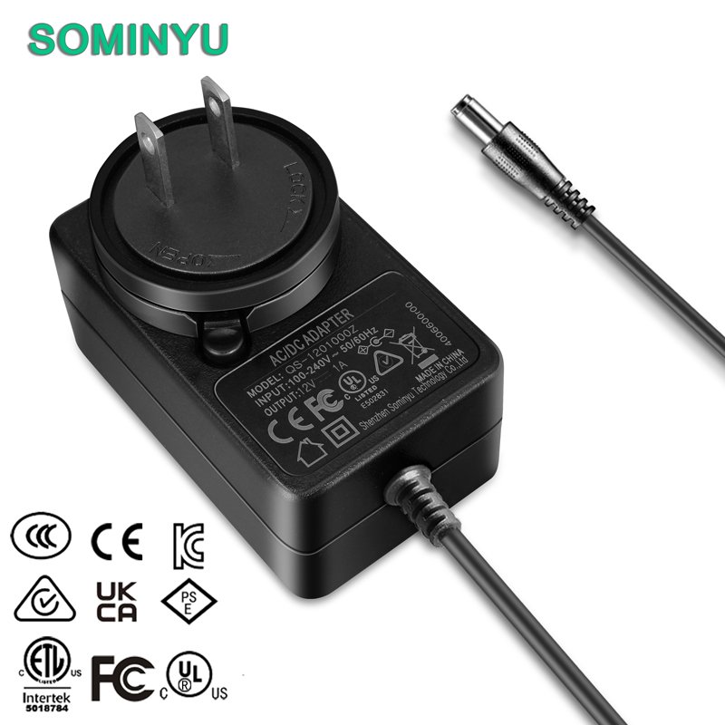 12V1A 2A Us EU UK Au PSE Jp Ind SAA Interchangeable Plug Power Adapter for POS Machine Printer Speaker Camera CCT