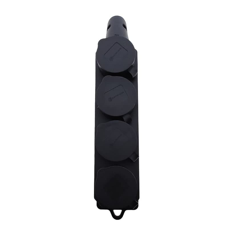 Hot Sale 16A Black 4 Way Rubber Socket With Grounding With Cover IP44 220V For Industrial Application EU/UK/US Plug Standard