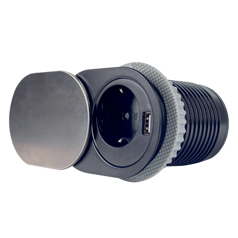 Hot Selling Modern Pop 220-250V Electrical Power Socket 16A USB Vertical Motorized Recessed IP40 Metal EU/US/UK Plug 3m Cable
