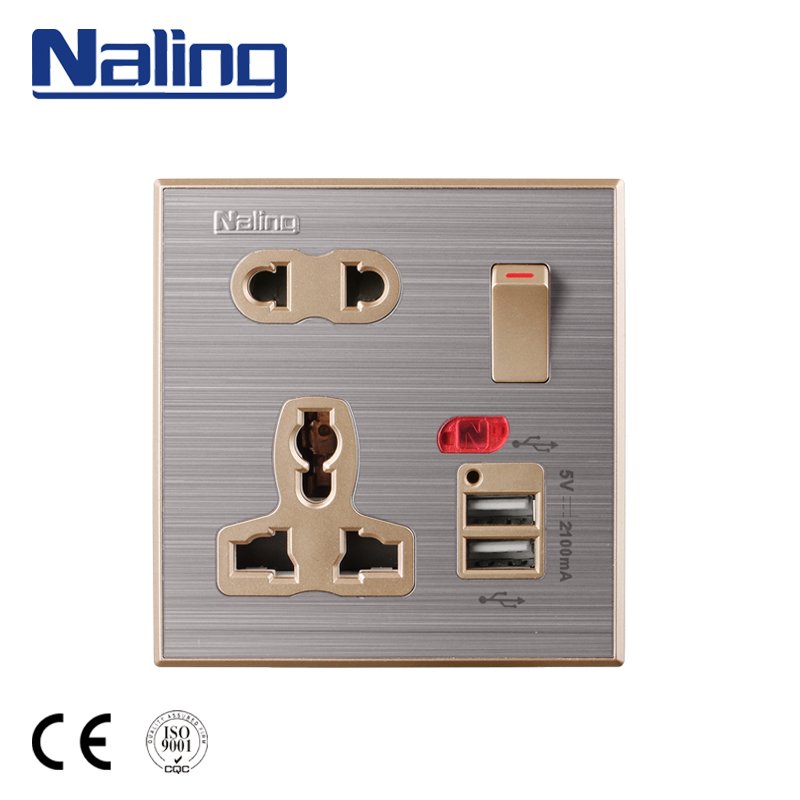 Naling Manufactured Products 13A Square 3 Pin Electrical Plug Switch Socket