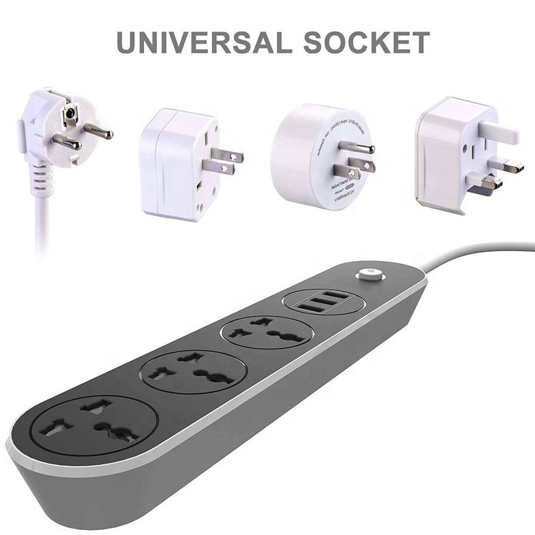 good quality 2500W US EU UK Power Strip German Plug 3 AC Outlets and 3 USB Ports switches power socket with ce power strip