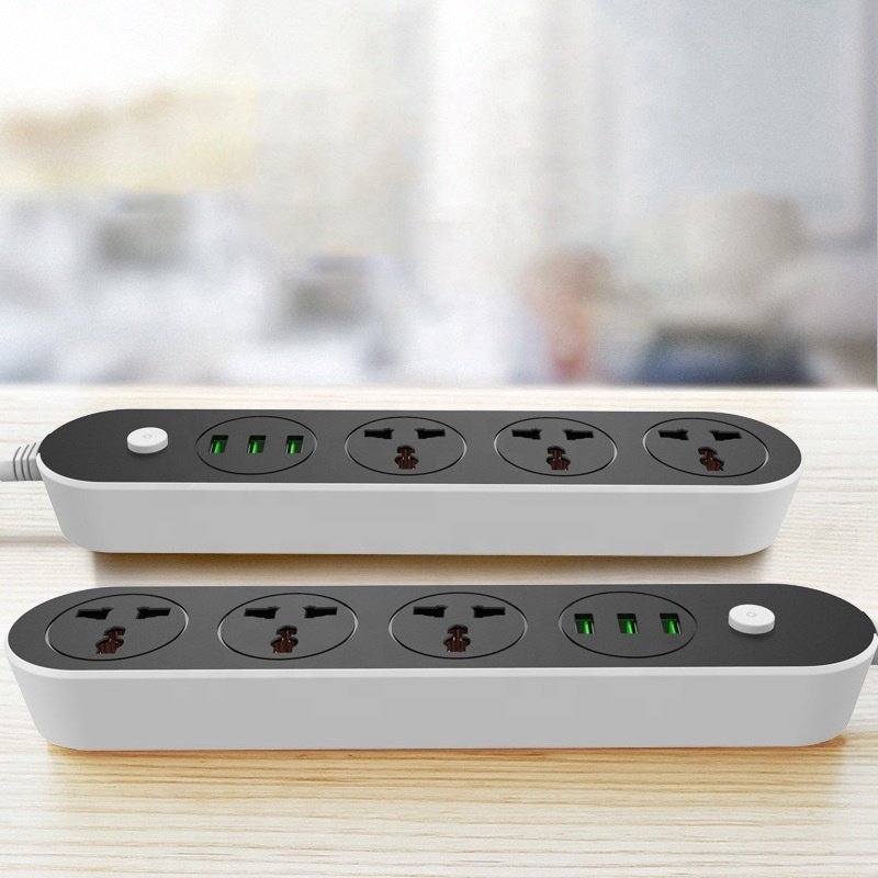 good quality 2500W US EU UK Power Strip German Plug 3 AC Outlets and 3 USB Ports switches power socket with ce power strip