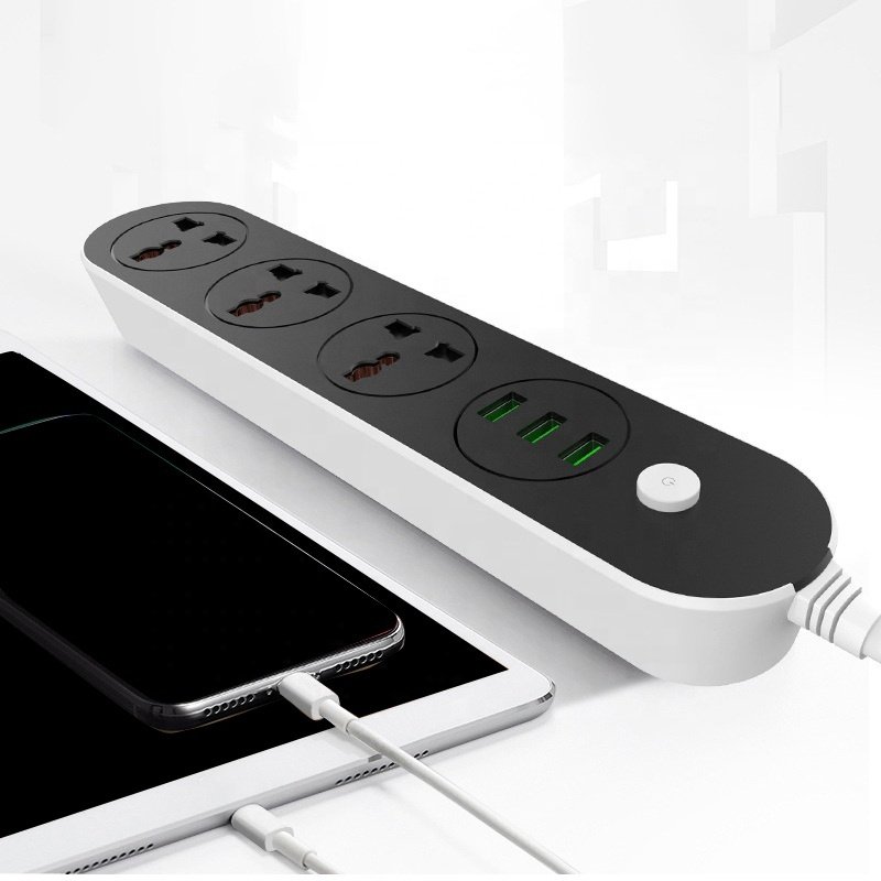 good quality 2500W US EU UK Power Strip German Plug 3 AC Outlets and 3 USB Ports switches power socket with ce power strip