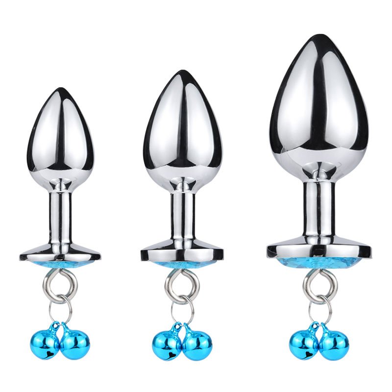 Wholesale Metal Aluminium Alloy Anal Plugs with Bells Heart Shape Crystal with S M L Size Butt Plug