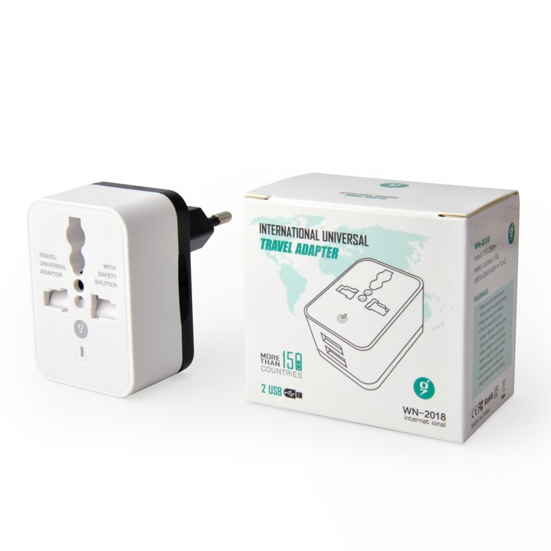 Universal to EU 2 USB converterwith dual USB 5V 2A power charge for electric blanket travel multifunction extension plug adapter