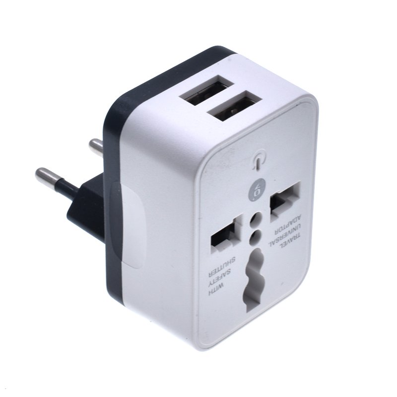 Universal to EU 2 USB converterwith dual USB 5V 2A power charge for electric blanket travel multifunction extension plug adapter