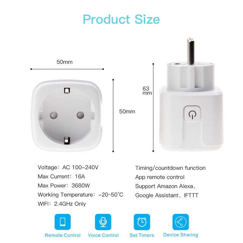 MVAVA 16A EU US UK smart home zigbee wireless remote control wifi smart electric outlet power socket plug with alexa and google