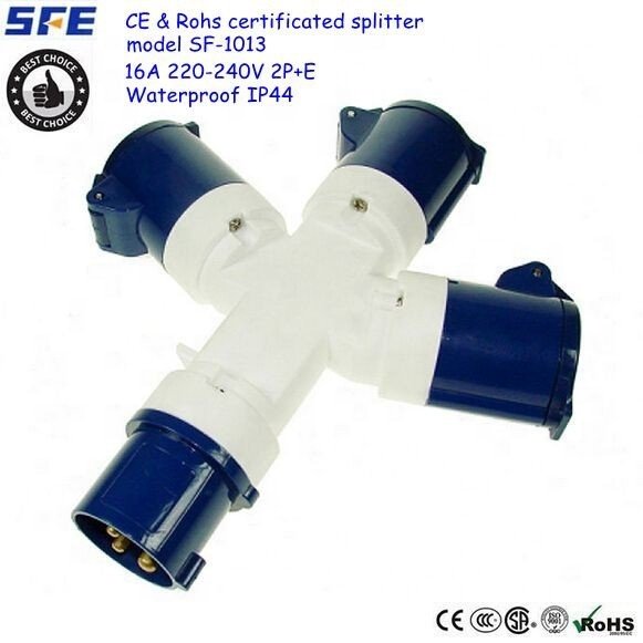 european multi plug socket 3 Way Electric Hook-Up Splitter Y Connector Camping Caravans