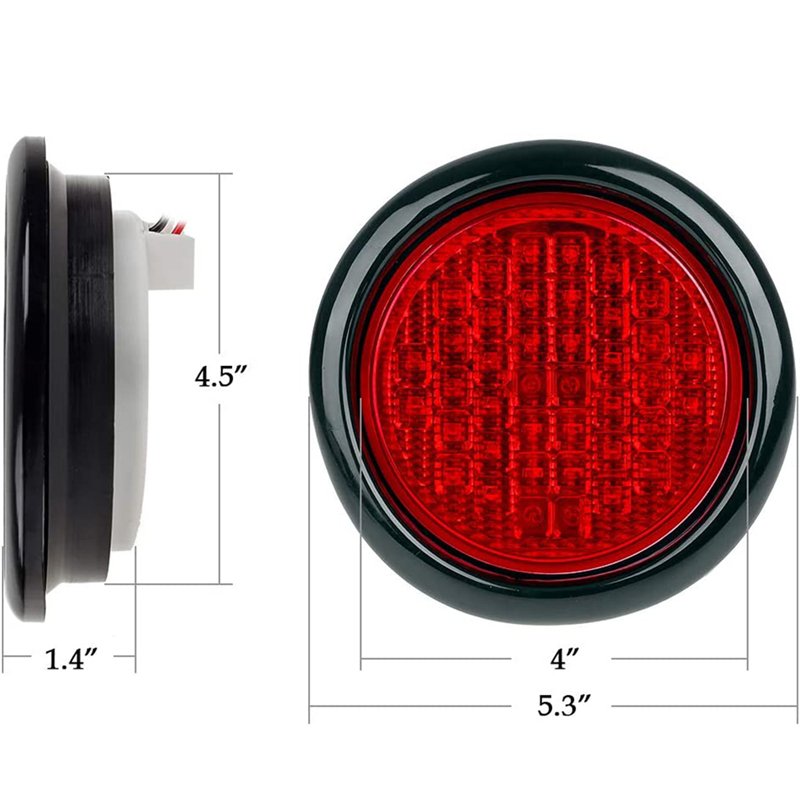 4" Round Red 40 LED Trailer Tail Lights Grommet Waterproof Stop Turn Signal Brake Trailer Lights for Trucks Trailers RV Bus
