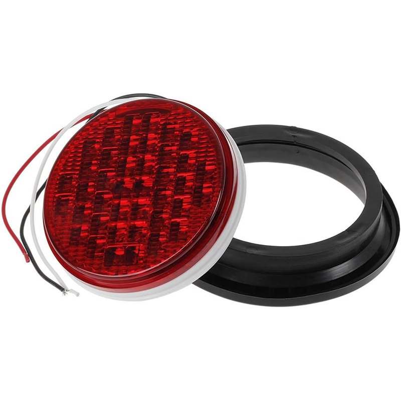 4" Round Red 40 LED Trailer Tail Lights Grommet Waterproof Stop Turn Signal Brake Trailer Lights for Trucks Trailers RV Bus