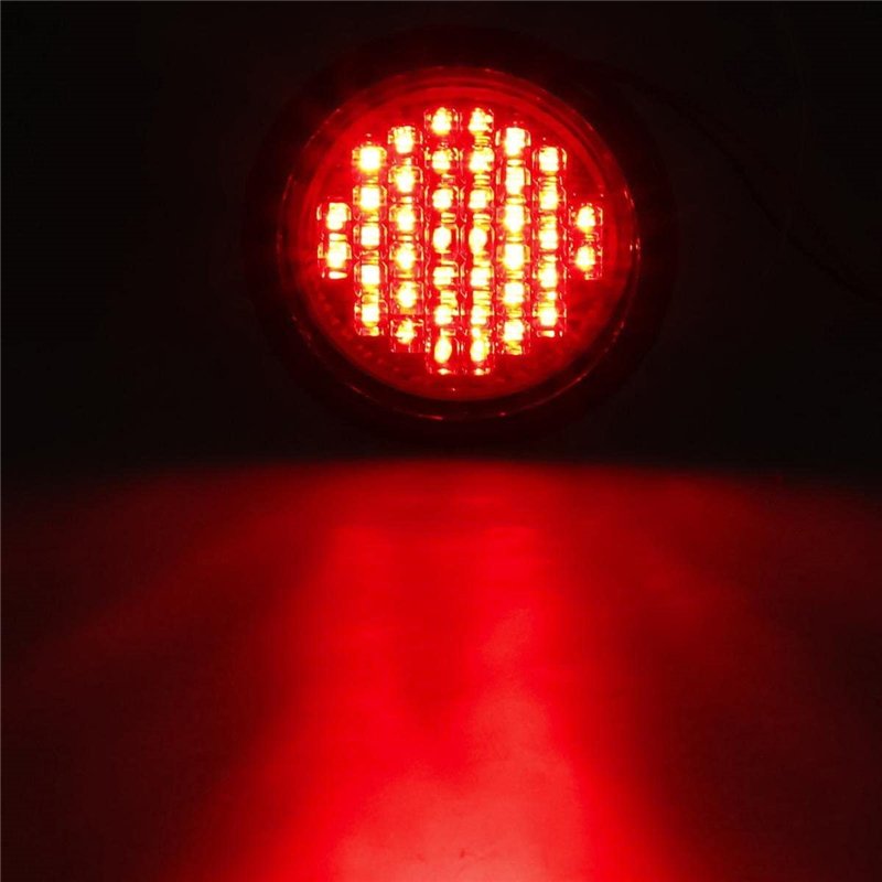 4" Round Red 40 LED Trailer Tail Lights Grommet Waterproof Stop Turn Signal Brake Trailer Lights for Trucks Trailers RV Bus