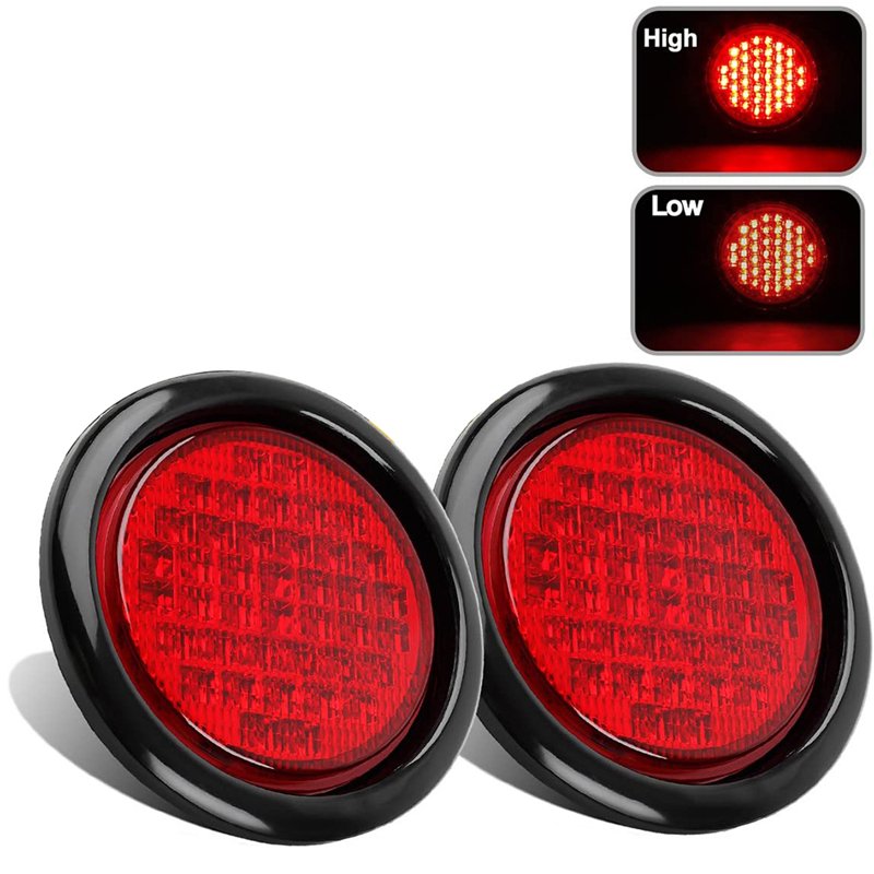 4" Round Red 40 LED Trailer Tail Lights Grommet Waterproof Stop Turn Signal Brake Trailer Lights for Trucks Trailers RV Bus