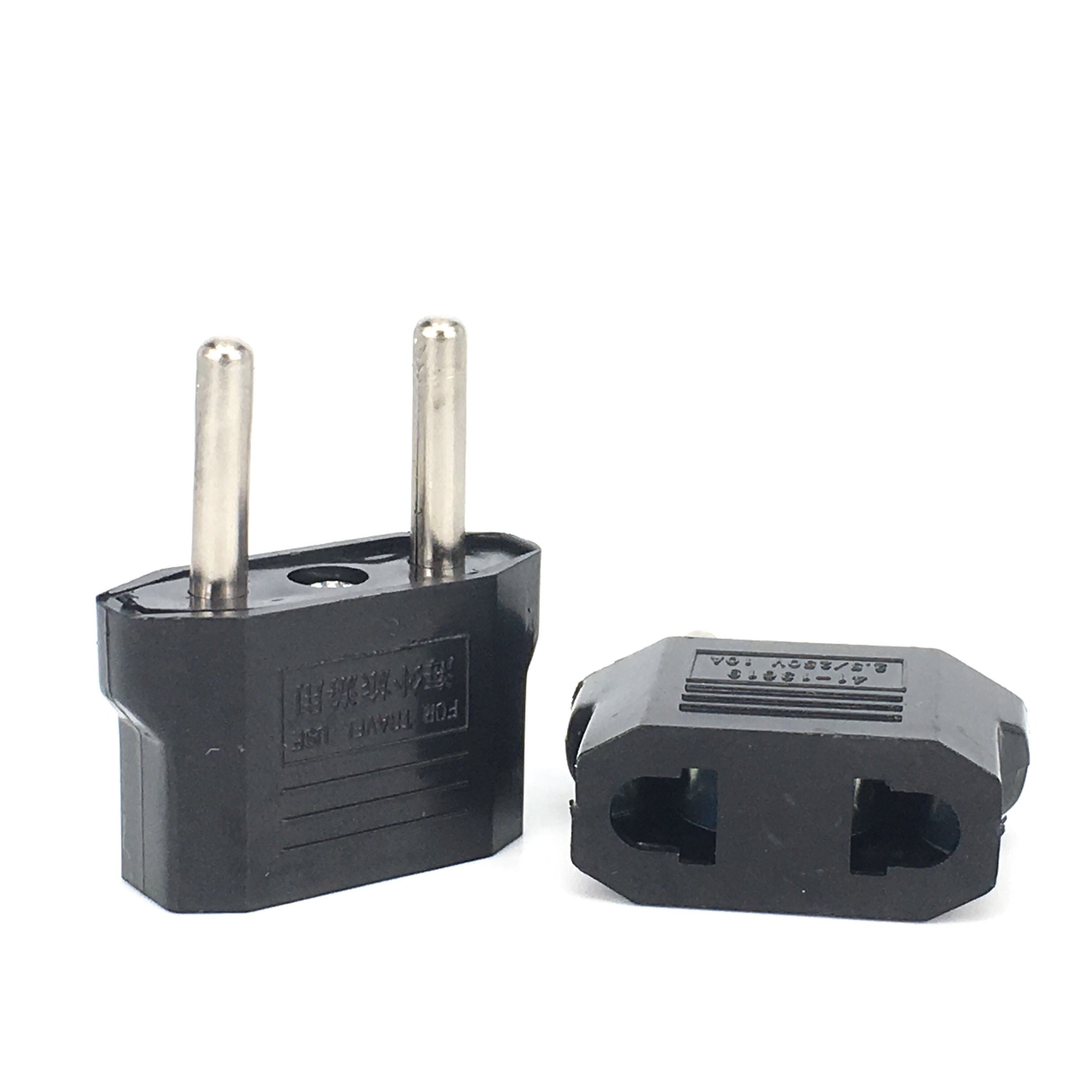 Max Supports 250V 6A Travel Power Adapter with Europe Socket Plug US to EU Plug Charger Adapter (Black)