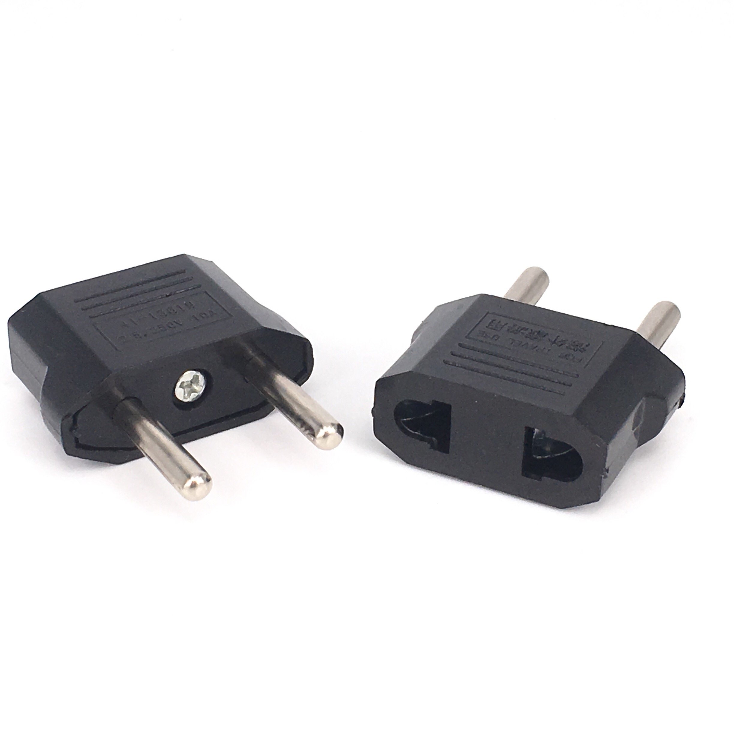 Max Supports 250V 6A Travel Power Adapter with Europe Socket Plug US to EU Plug Charger Adapter (Black)