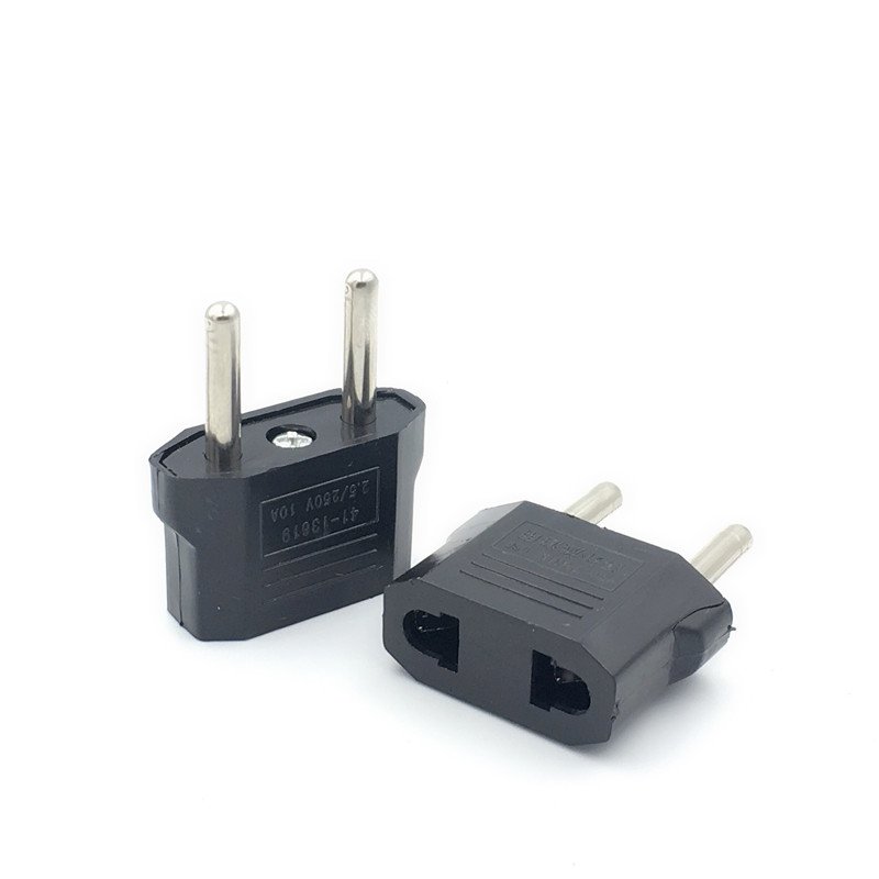 Max Supports 250V 6A Travel Power Adapter with Europe Socket Plug US to EU Plug Charger Adapter (Black)