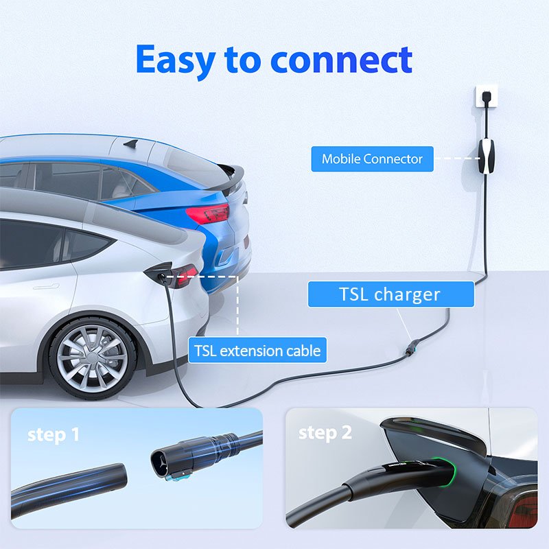 Portable AC Extension Cable Nema 14-50 Charging Pile Extender Cord With Nacs Plug For Tesla Car EV Charger Station Gen 2 Model 3