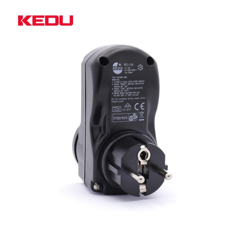 KEDU PD7-2A Hot Sale 16A 250V 2Pin German PRCD Portable Plug With CE Certification