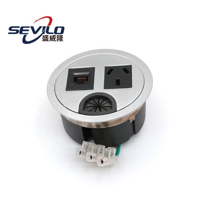 SEVILO Zinc alloy outlet rotating power desk socket uk plug socket cover