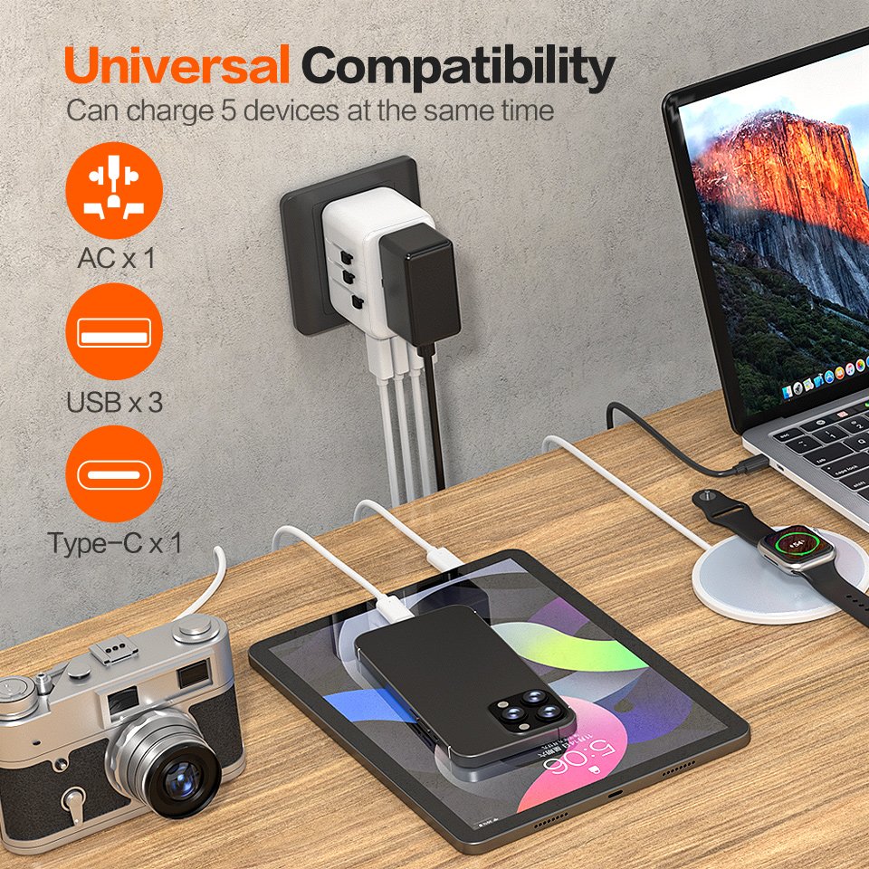 Worldplug Travel Plug Adaptor Universal AC Socket Type C USB Charging Power Adapter with US UK EU AU Plug