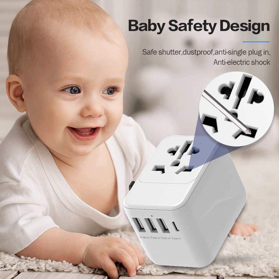 Worldplug Travel Plug Adaptor Universal AC Socket Type C USB Charging Power Adapter with US UK EU AU Plug
