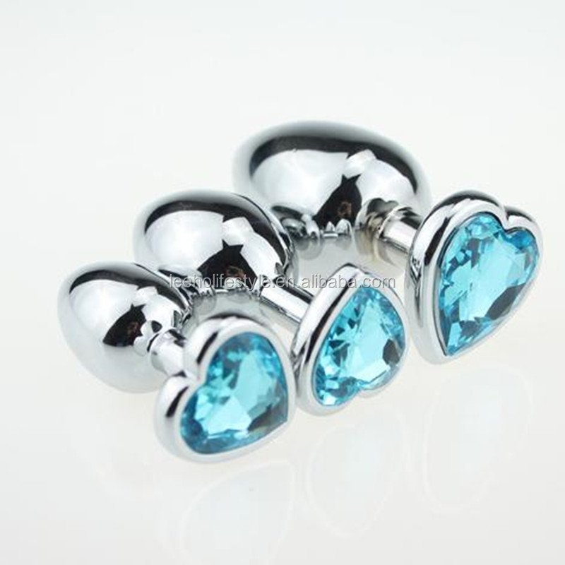 Heart jewelry Stainless steel Metal jeweled butt toy anal butt plug Medium size