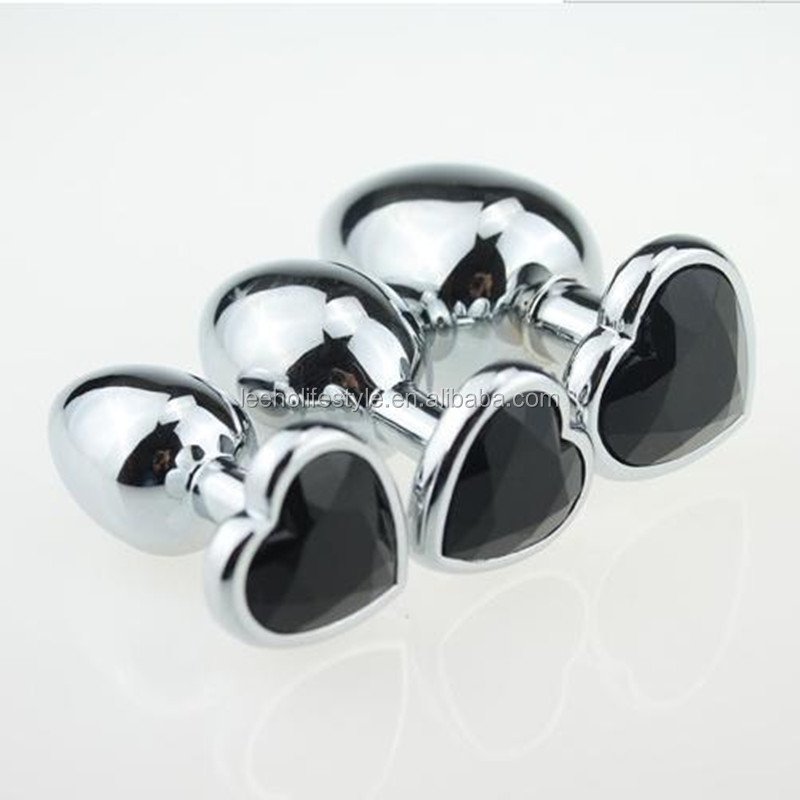 Heart jewelry Stainless steel Metal jeweled butt toy anal butt plug Medium size