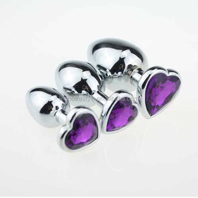 Heart jewelry Stainless steel Metal jeweled butt toy anal butt plug Medium size