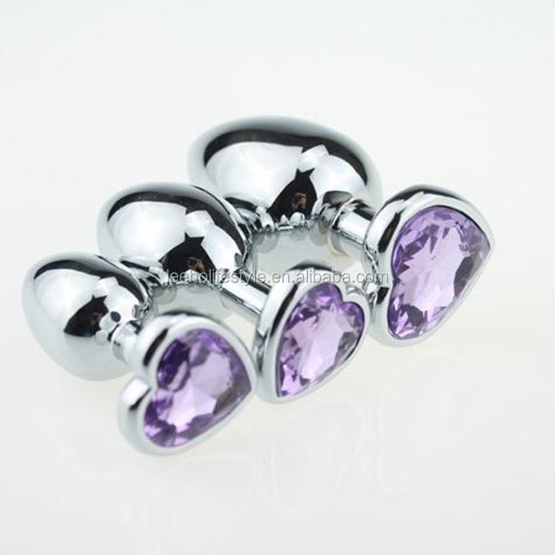 Heart jewelry Stainless steel Metal jeweled butt toy anal butt plug Medium size