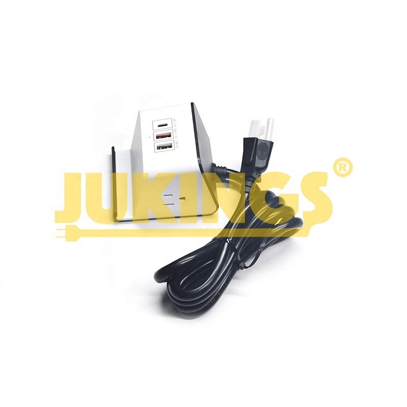 2USB + 1TPYE-C + 2Outlet Flat Plug Power Strip 3ft Heavy Duty Braided Extension Cord Desktop Wireless Charging 125V Ac OEM