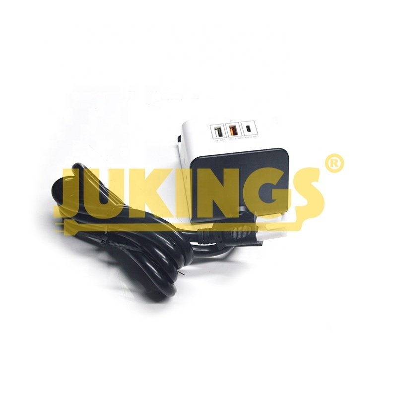 2USB + 1TPYE-C + 2Outlet Flat Plug Power Strip 3ft Heavy Duty Braided Extension Cord Desktop Wireless Charging 125V Ac OEM