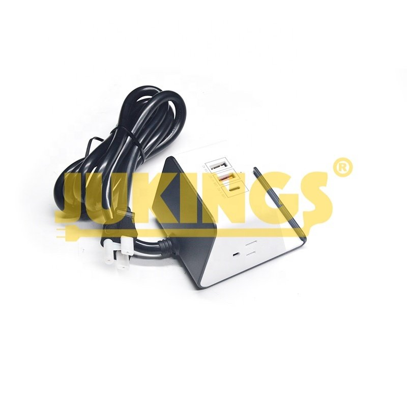 2USB + 1TPYE-C + 2Outlet Flat Plug Power Strip 3ft Heavy Duty Braided Extension Cord Desktop Wireless Charging 125V Ac OEM