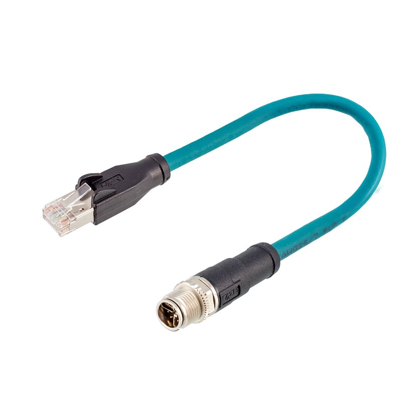 M12 8 Pole X-coded Male Connectors to RJ45 Ethernet Cable CAT5E CAT6A Adapted to Cognex