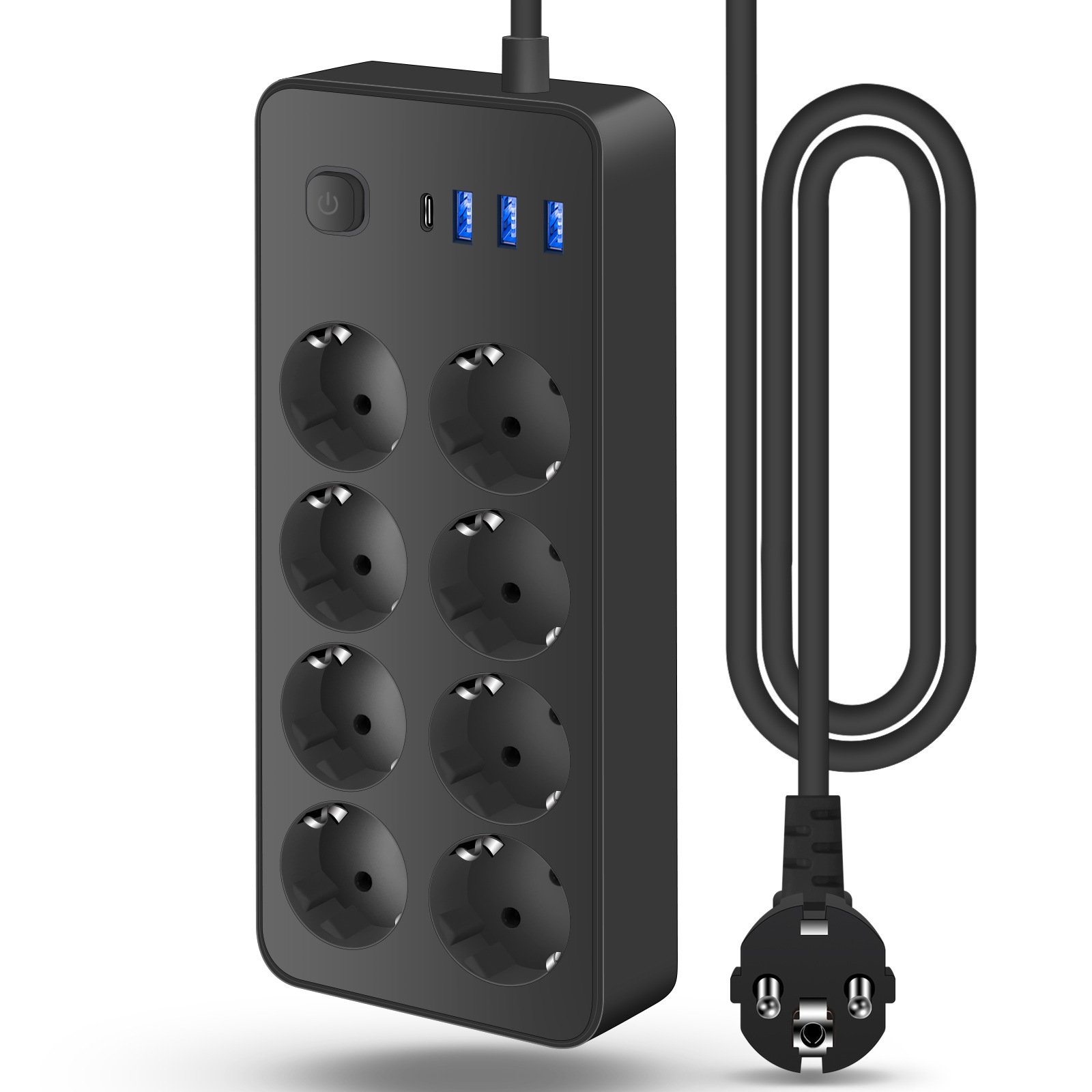 EU Standard New Trend Power Strip 8 AC with 4 USB Ports Switch Charging Electric Multi Socket Multi Layer Outlet Plug Adaptor